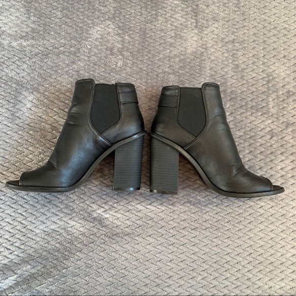 Black Peep Toe Ankle Booties - Picture 6 of 13